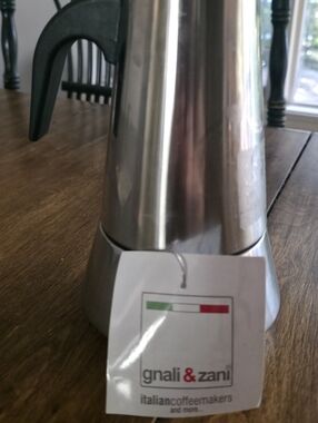New Stainless Steel Moka Pot - Silver with Black Handle